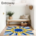 thumbnail image 3 of ODIKA 2'x3' Machine Washable Non-Slip Area Rug, Sunburst Maze Interlocking Abstract Boho High Traffic Rug with Pad, Blue, 701820, 3 of 8
