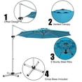 thumbnail image 4 of Costway Parasol Déporté de Patio 11 Pieds Rotation 360 Degrés Inclinaison Extérieure avec Base Turquoise, 4 of 8