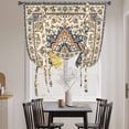thumbnail image 4 of Vintage Ethnic Floral Tie Up Curtain 54 Inches Long, Retro Brown Classical Bohemian Style Balloon Style Kitchen Window Curtain Over Sink, Small Window Rod Pocket Curtain 42"x54", 4 of 9