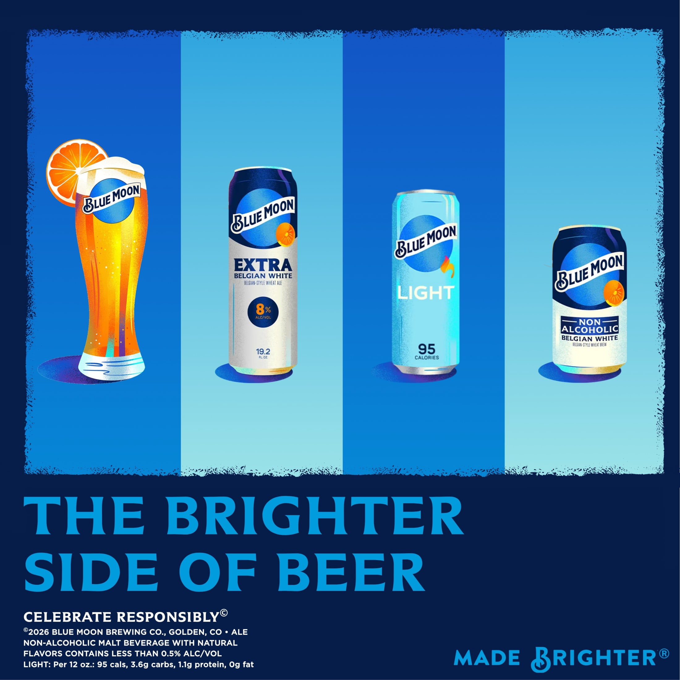 Blue Moon Light Craft Beer, 12 Pack, 12 fl oz Aluminum Cans, 4% ABV
