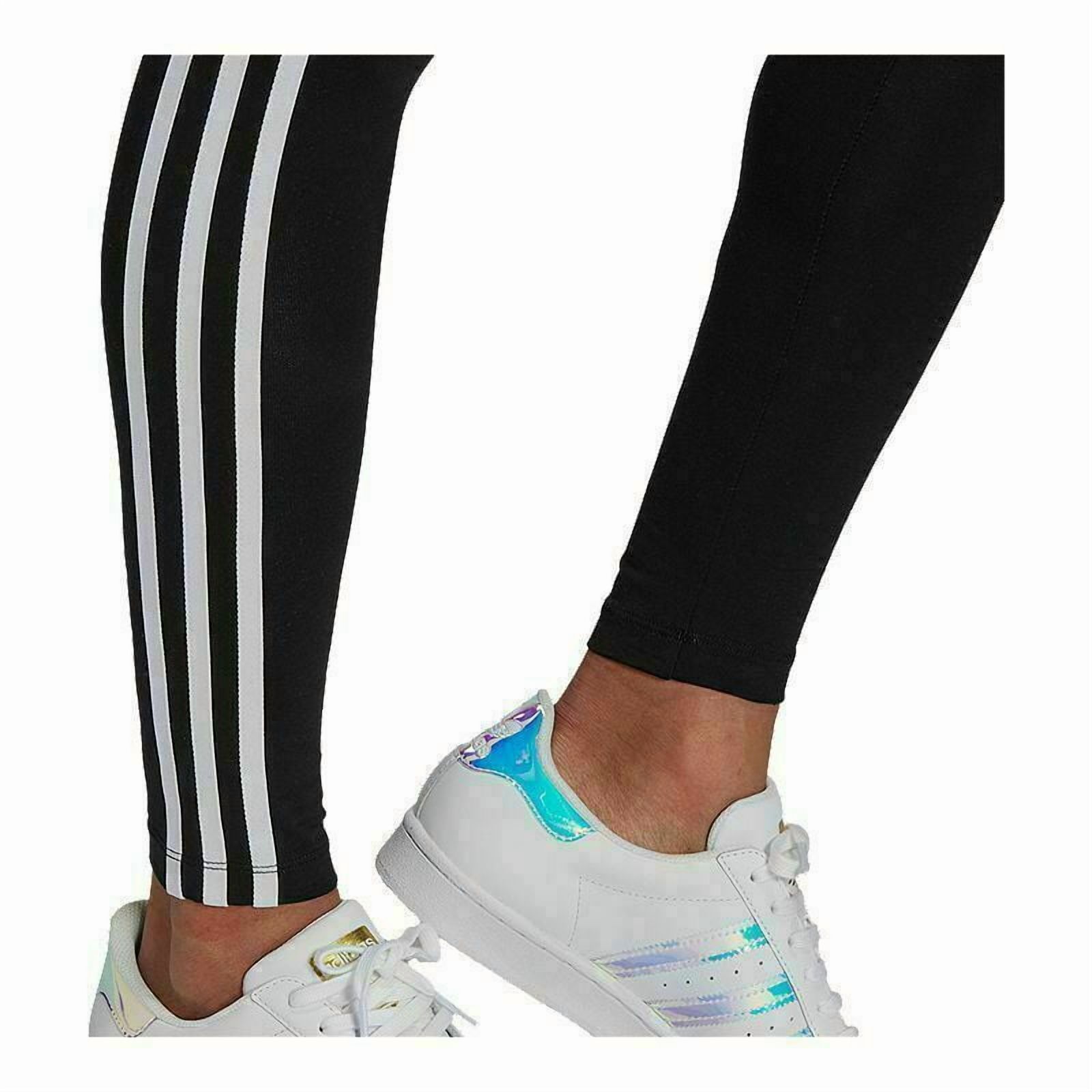 Adidas Originals H09426 Women Black Cotton Pull On Classic 3-Stripes Tights AC84 (Regular,S)