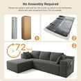 thumbnail image 3 of Couch, Jolifa 105" Sectional Sofa with Boneless Seat & L-Shaped Chaise, No Assembly Required Modern Sofa for Living Room, Dark Grey (Plush Corduroy Fabric), 3 of 7