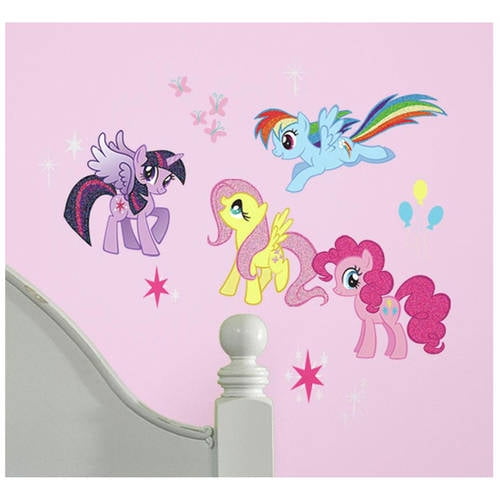 Roommates My Little Pony Yellow Teal And Purple L Stick Wall Decals 9 W X 11 3 H Com - My Little Pony Wall Decal