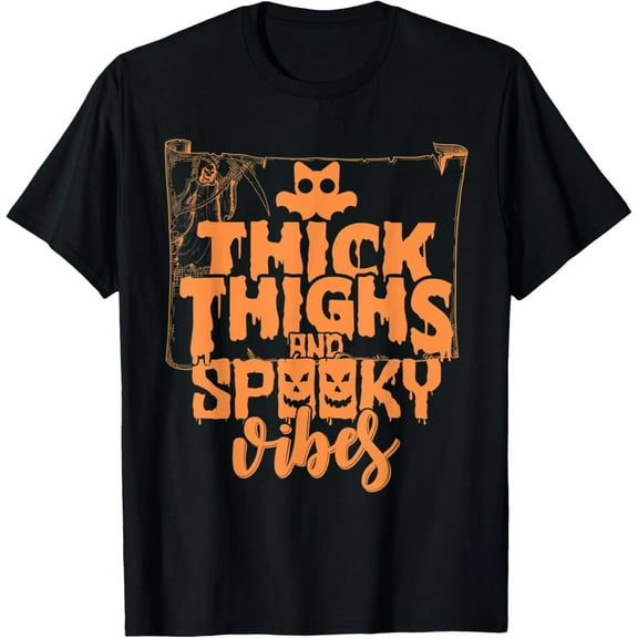 Thick Thighs Spooky Vibes Funny Halloween Outfit Unisex T-Shirt