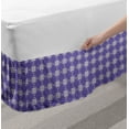 thumbnail image 2 of Floral Bed Skirt, Monochrome Mosaic Traditional Ethnic Style Geometric Stripes Boho Print, Elastic Bedskirt Dust Ruffle Wrap Around for Bedding Decor, 4 Sizes, Blue Violet Eggshell, by Ambesonne, 2 of 2