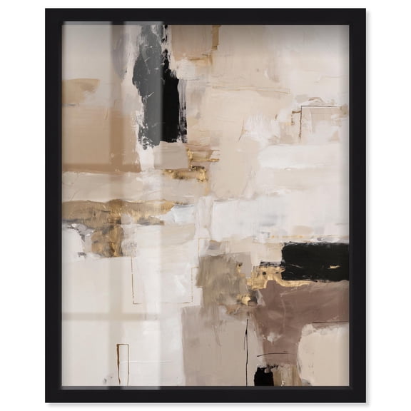 Neutral Blocks IV Shadowbox Print Neutral Boho Art by Art Remedy, Black Frame, 16 x 20