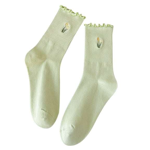 Levmjia Women Cotton Casual Crew Socks Soft Comfortable Breathable Personalized Fashion Tube Embroidery Everyday With Cute Patterns For Home Office Outdoor Activities