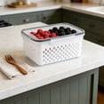 thumbnail image 4 of 4-in-1 Food Storage Container, Fruit Storage Containers with Lid & Strainer – Large Fruit Keeper for Fridge, Leakproof Produce Saver with Drain Basket, BPA-Free Multifunctional Container, 4 of 9