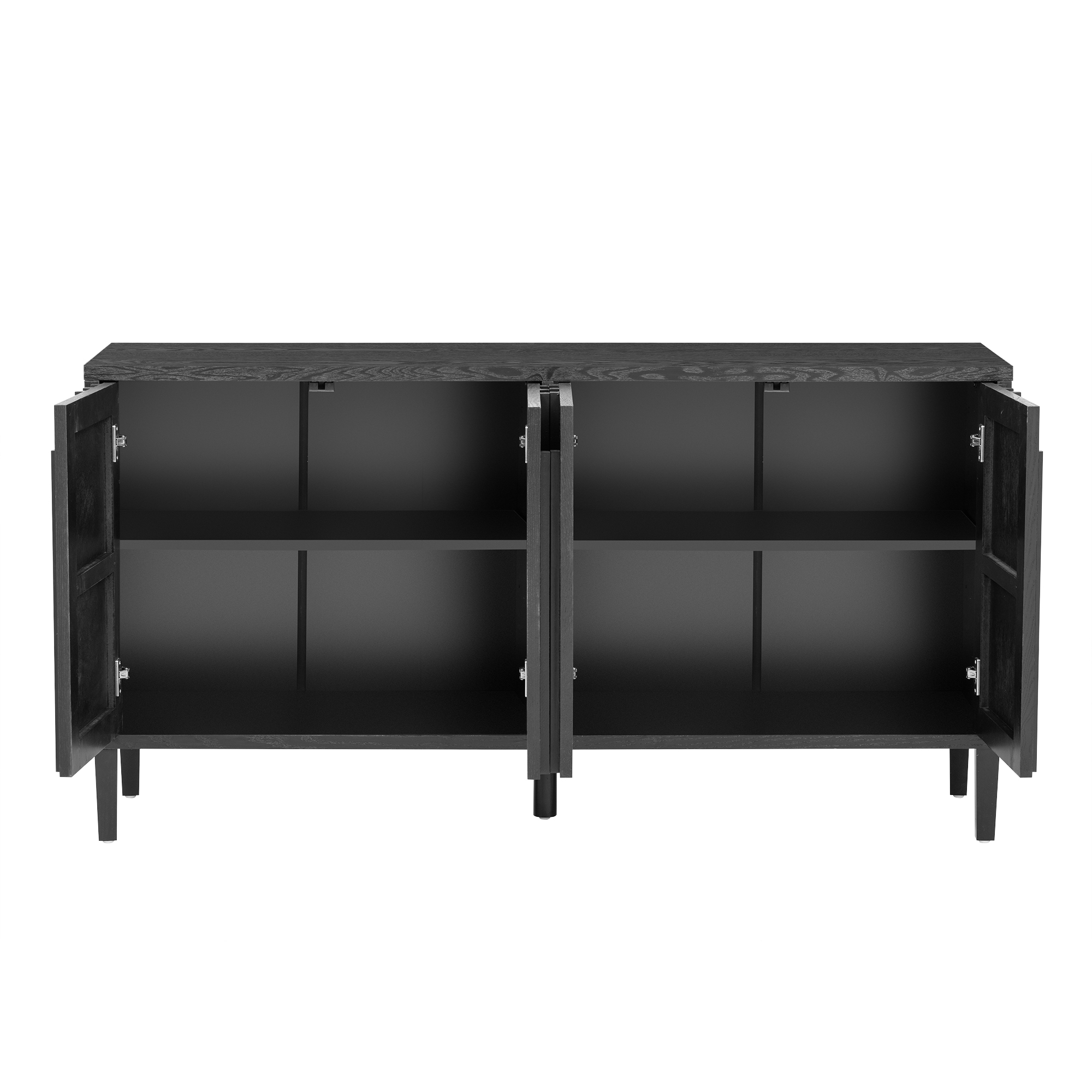 Euroco 59.8" Sideboard Buffet Cabinet,Wood Farmhouse Kitchen Cabinet TV Stand with Storage for Living Room,Hallway,Dining Room,Black