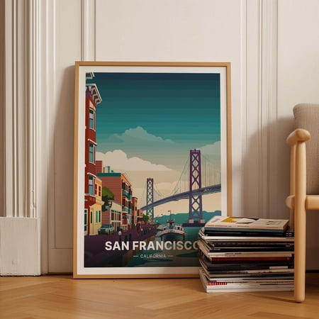 San Francisco Travel Fisherman's Wharf Cityscape Art, Unframed Paper Poster 8x10in