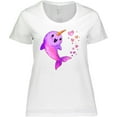 thumbnail image 3 of Inktastic Valentine's Day Cute Pink Narwhal with Hearts Women's Plus Size T-Shirt, 3 of 5
