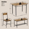 thumbnail image 3 of Juego de Comedor FurnitureR 4 Piezas: Mesa y 2 Sillas y Banco, 3 of 7