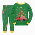thumbnail image 2 of NOLDARESGirls Christmas Pajamas Toddler Boy Kids Holiday Jammies Set PJS Winter Sleepwear Children Clothes X104-Green, 2 of 5