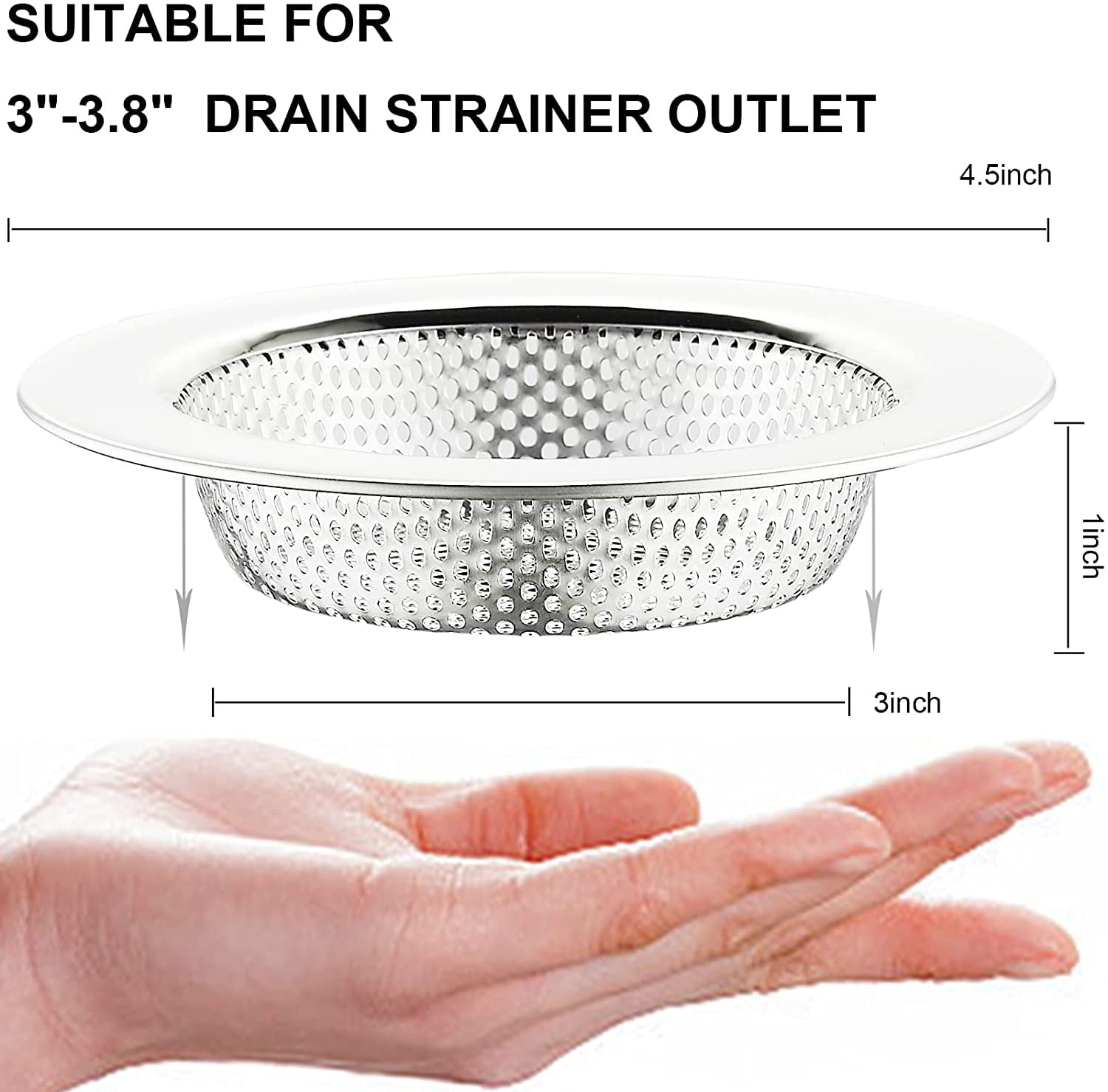 2PCS Bathroom Sink Drain Strainer Shower Hair Drain Catcher Stainless Steel  Basi