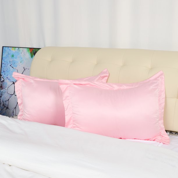 Satin Pillowcase Queen Size Pillow Shams Set of 2 Silky Sateen Pillow