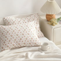 Super Soft Cotton Jersey Toddler Pillowcases Set of 2, Breathable Travel Pillow Cover with Envelope Closure, 18 x 13 inches, Soft Pink Flower