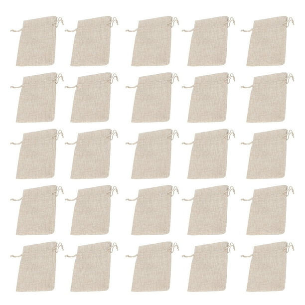 50 Unids Bolsas de arpillera Sacos con cordones Bolsas de regalo Bolsas de joyería para DIY Craft Candy Christmas Wedding Favor (Flaxen)