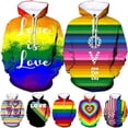 thumbnail image 2 of Sudadera con capucha con estampado 3D de arcoíris para hombre, estilo casual, colorido, con estampado de amor, estilo hip hop, 2 of 5