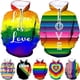 thumbnail image 2 of Sudadera con capucha con estampado 3D de arcoíris para hombre, estilo casual, colorido, con estampado de amor, estilo hip hop, 2 of 5