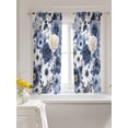 thumbnail image 3 of Blue Flower Tier Curtains 45 Inch Length,Sheer Curtains for Bedroom Living Room Window Vintage Ink Rose Floral Spring Botanical Rod Pocket Drapes Kitchen Curtains Small Half Window 27.5"x45" 2 Panels, 3 of 6