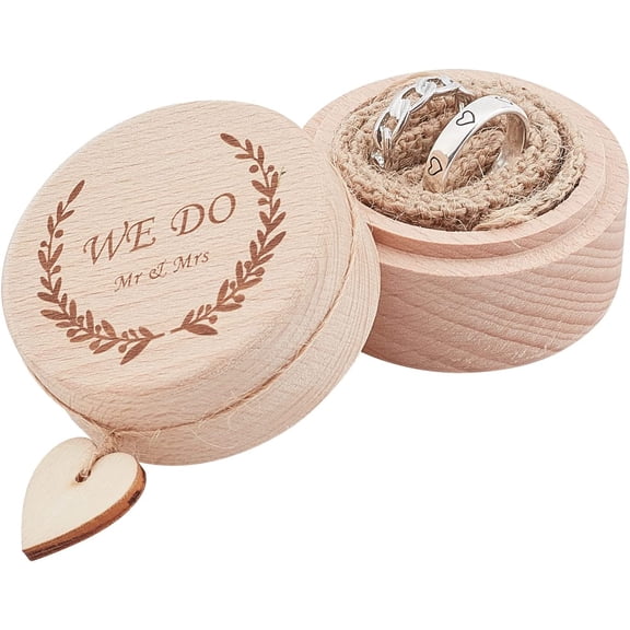 Ring Box We Do Double Ring Display Holder with Line Vintage Engraving Jewelry Box Holder Storage Case for DIY Wedding Ceremony Christmas Decoration Anniversary Engagement Gifts 2 x 1.5 Inch