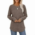thumbnail image 2 of Ronuti Women's Long Sleeve Top Crewneck Basic Lightweight Fall Shirt with Thumb Hole, 2 of 7