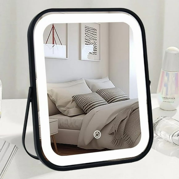 Espejo de tocador YEKKOPT iluminado recargable de 25 x 20 cm con luces