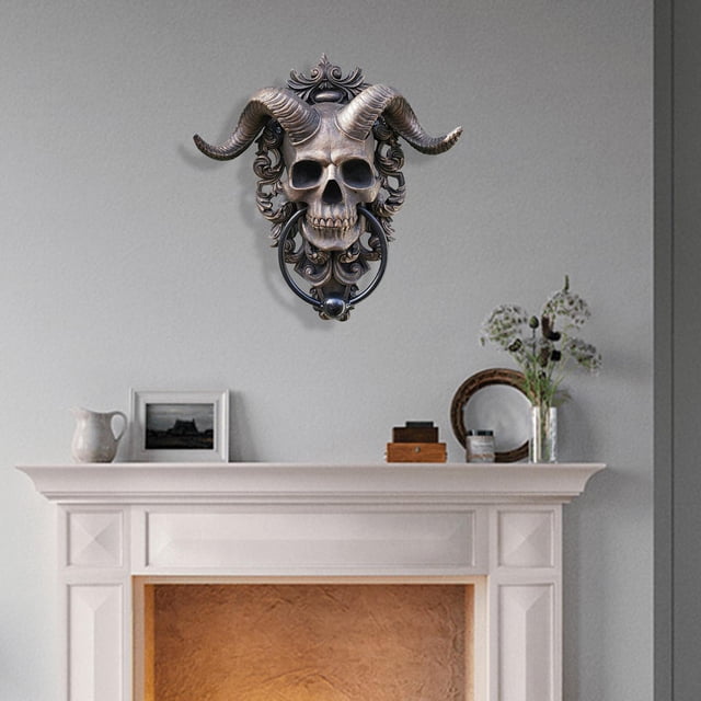 Cabeza de eto de cabra, de puerta, decoración de resina Punk, montaje en pared, decoración de miedo para el hogar, decoración de pared, Macarena Llamador de la puerta