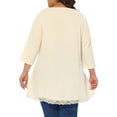 thumbnail image 4 of DARING DIVA Women's Plus 3/4 Sleeves Round Neck Lace Panel Top 3X Beige, 4 of 6