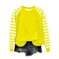 thumbnail image 3 of BVOFAR Long Sleeve Shirts for Women Oversized Crewneck Sweatshirts Fall Casual Striped Raglan Sleeve Pullover Trendy Cute Sweatshirt for Vacation Travel Date Office Work Yellow XXL, 3 of 6