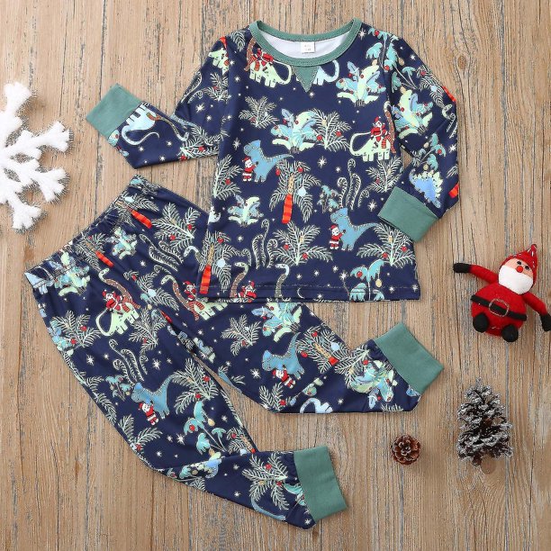 Navidad niños niños imprimir blusa tops y pantalones Navidad familia ropa pijamas