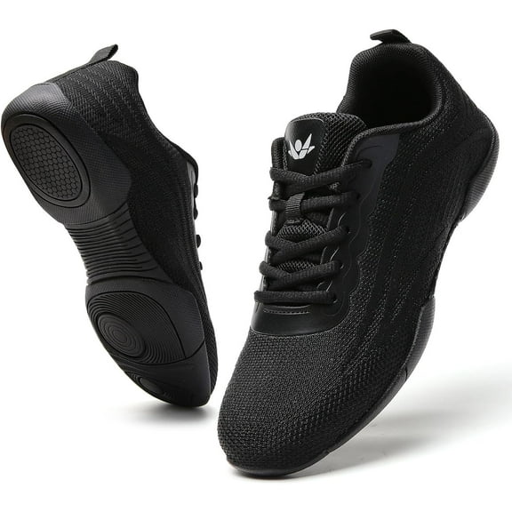 Cheer Shoes Women White Black Cheerleading Dance Sneakers for Cheer Practice and Competition, Athletic Flat Walking Tennis Shoes for Adults