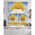 thumbnail image 2 of Yellow Tree Kitchen Curtains Swag Valance and Tier Curtains Set 24 Inch Length, Autumn Leaves Blue Sky Watercolor Rod Pocket Drape Panels Pair Swag Curtain for Bathroom/Cafe/Window, 2 of 6