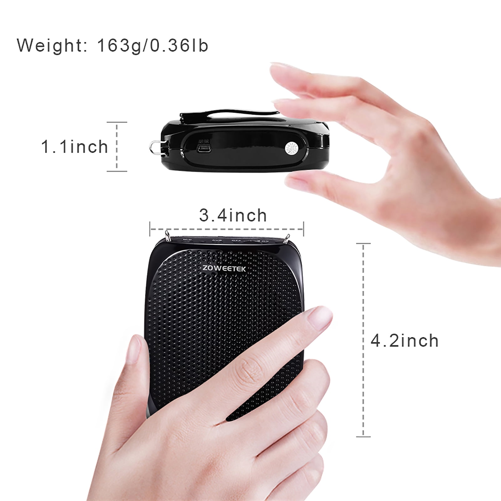 Zoweetek Voice Amplifier with UHF Wireless Microphone PA System Portable Speakers for Classroom Meetings Outdoors Multiple Locations