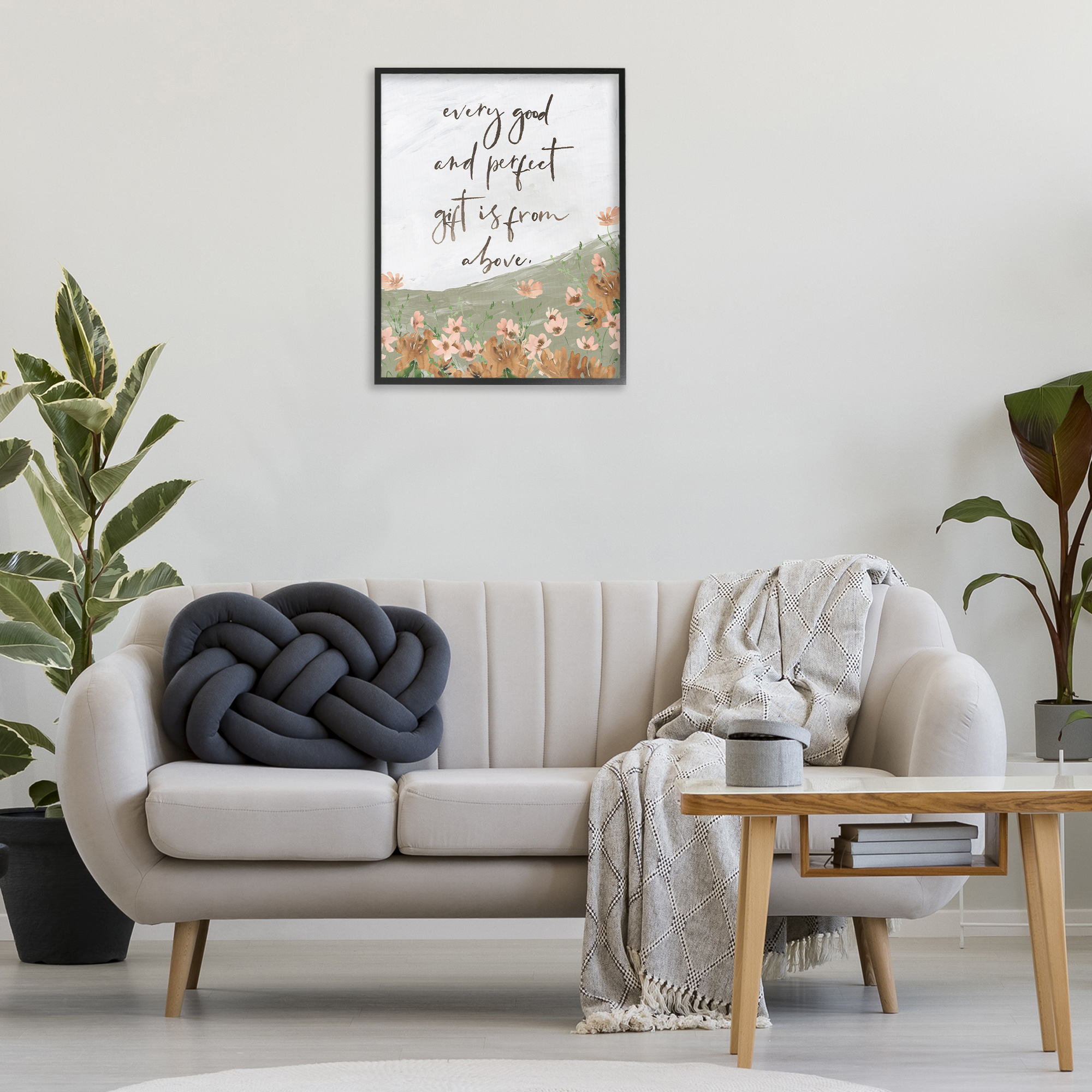 Stupell Industries Gifts From Above Religious Painting Black Framed Art Print Wall Art, 24 x 30