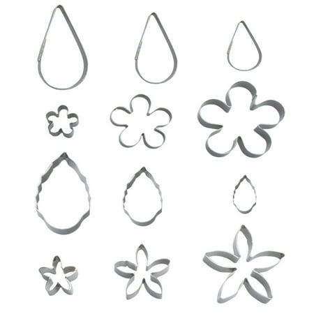 

12PCS 304 Stainless Steel Cookie Cutters Lovely Flower and Water Drop Mold DIY Biscuit Baking Tools for Fondant Dough C