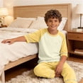thumbnail image 5 of Cethrio Girls' Pajama Sets Short Sleeve, 2 Piece Casual Color Block Summer Kids' Sleepwear Yellow Size 9-10T, 5 of 8