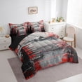 thumbnail image 2 of Homewish Red Cherry Blossoms 7 Pieces Full Size Bedding Sets,Japanese Ink Landscape Full Size Bed in a Bag,Black Reversible, 2 of 8