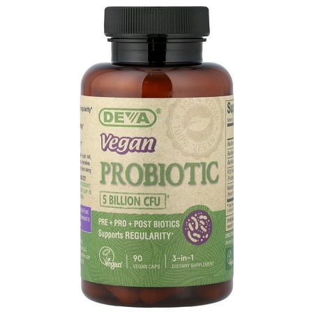 Deva 3-in-1 Vegan Probiotic, 5 Billion CFU, 90 Vegan Caps