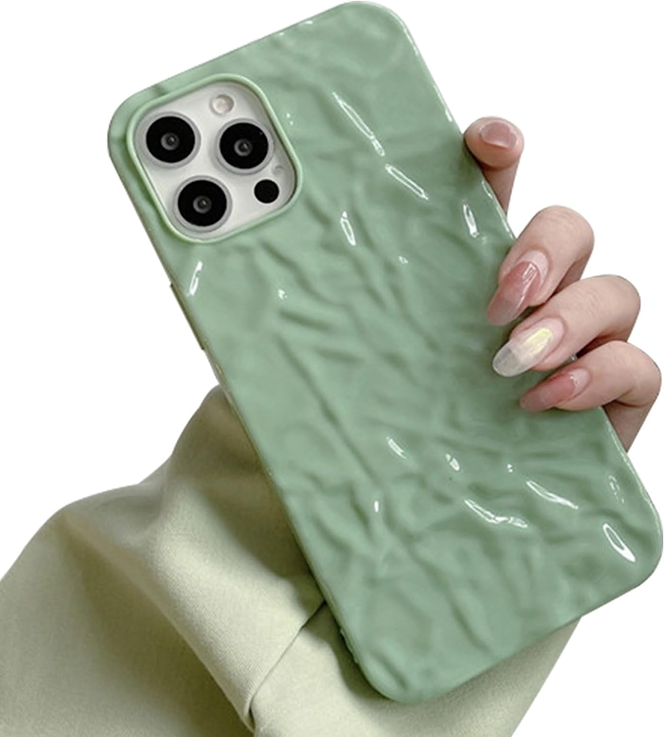 Compatible with iPhone 13 Pro Max Case, Cute 3D Tin Foil Pleated