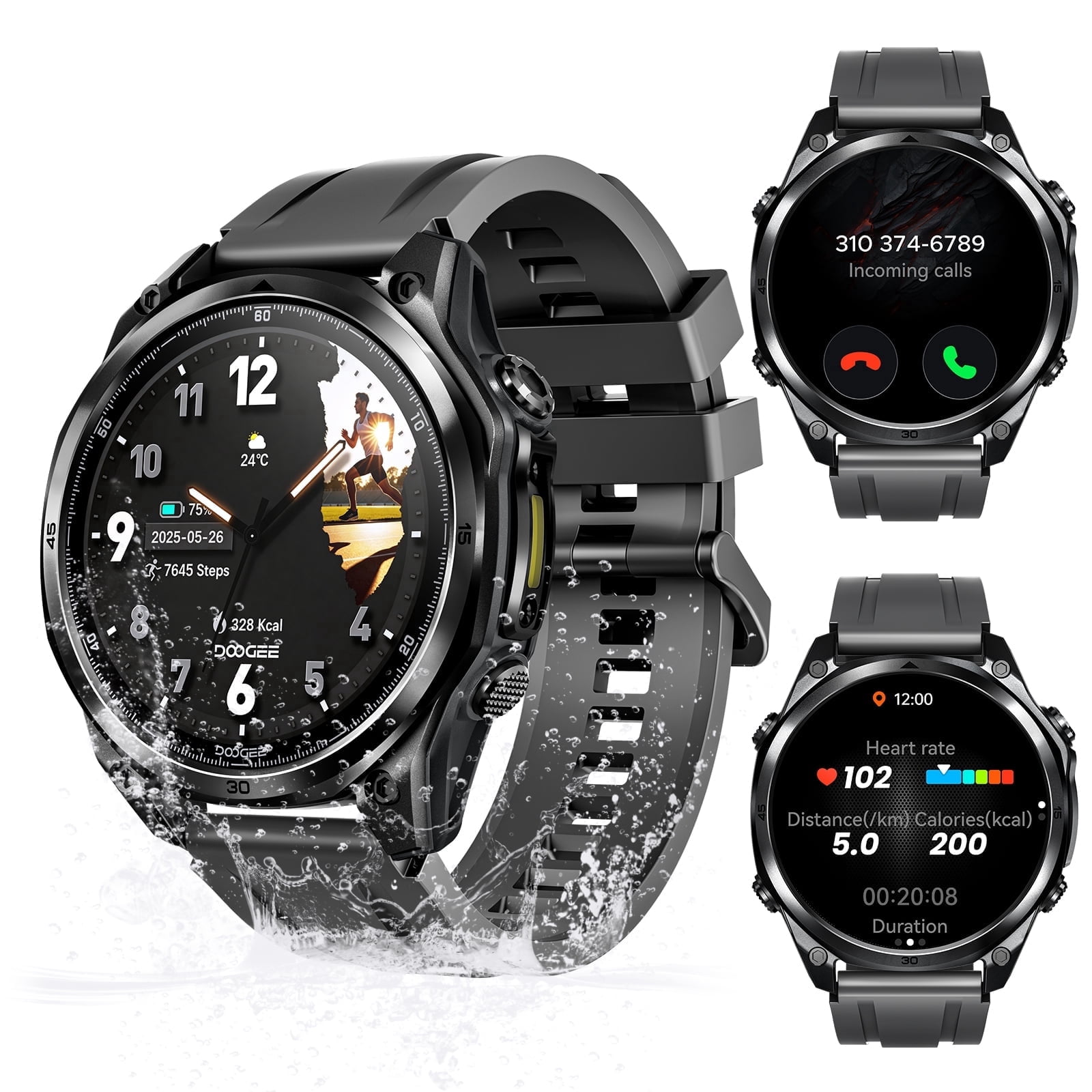 DOOGEE ANYWISE W1 LITE Men’s Digital Watch, 1.43" AMOLED Touchscreen, Waterproof Casual Electronic Wrist Watch for Daily Use