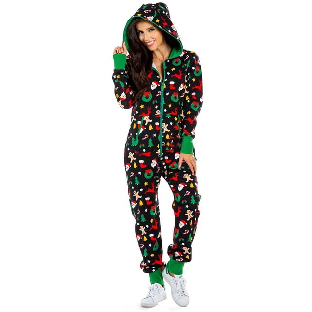 Pyjama de Noël à Capuche pour Femmes - Chaud, Doux et Confortable une Pièce pour les Fêtes