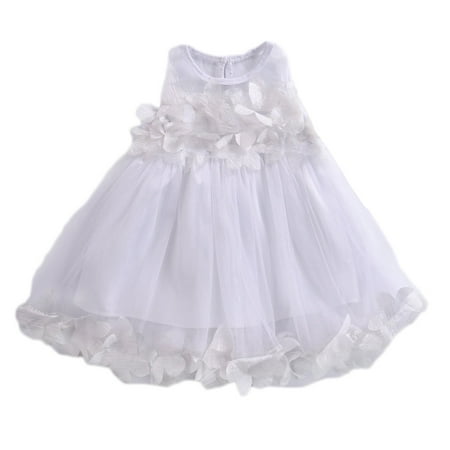 

Baby Girl Flower Petal Dress Solid Color Tutu Tulle Dress 0-7Y Kids Children Summer Sundress Bridesmaid Party Princess Dresses