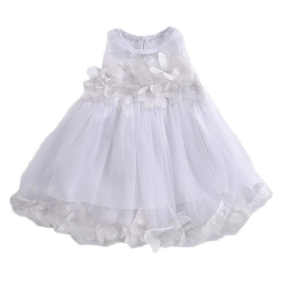 Qmyliery Girls Dresses for 0-7 Years , Sleeveless Tulle Princess Dress for Wedding Flower-Girls