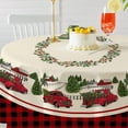 thumbnail image 3 of Christmas Table Cloth,Christmas Tablecloth Round 60 x 60,Wrinkle Resistant and Washable Xmas Red Truck Tablecloth,Perfect for Kitchen Dinner,Family Gathering,Holiday Dining Room Table, 3 of 4