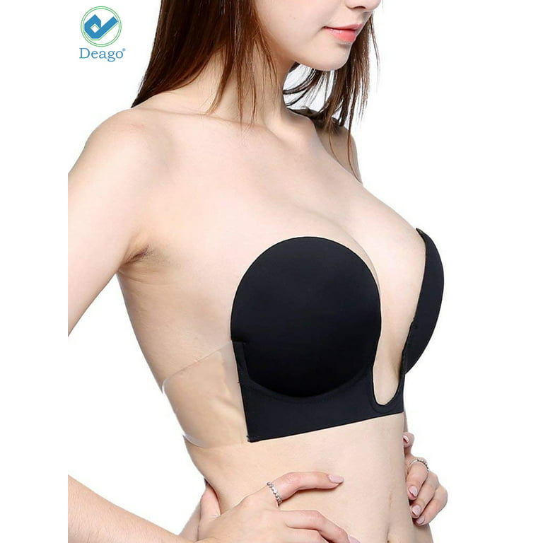Strapless Silicone Deep U Bra Self-adhesive Gel Sticky Invisible Bra Bra Backless  Dress Nude Bra – the best products in the Joom Geek online store