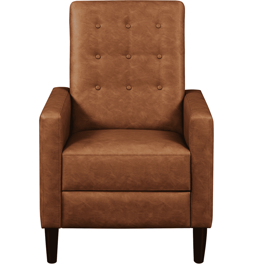 Yaheetech Mid-Century Upholstered Faux Leather Recliner, Brown