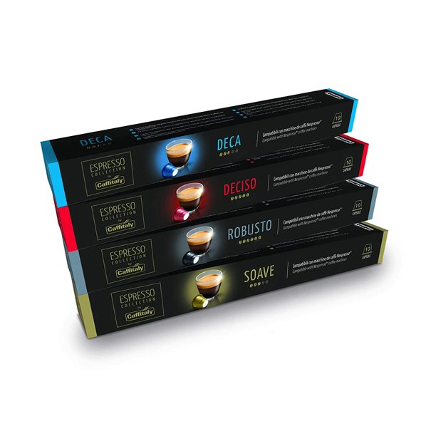 Caffitaly Nespresso Compatible Coffee Capsules Variety Pack Soave Deciso Robusto Deca, 40