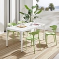 thumbnail image 3 of XDECO Patio Square Dining Table for 4, Plastic Kitchen Side Table with Metal legs, Outdoor Side Table for Backyard, Deck, Yard, Garden, Poolside, White, 3 of 9