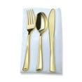 thumbnail image 4 of Smarty Shiny Metallic Gold Plastic Cutlery White Pocket Napkin Set 70ct, 4 of 4